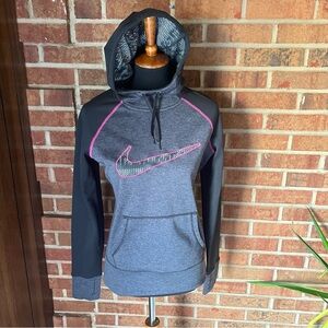 Nike Women Small KO 3.0 Graphic Training Hoodie Therma-Fit Scuba Neck Pink Grey